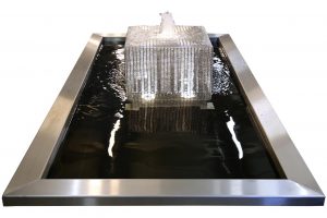 Edelstahl-Gartenbrunnen Edelstahlbrunnen mit GFK-Rechteckbecken hochwertig Design